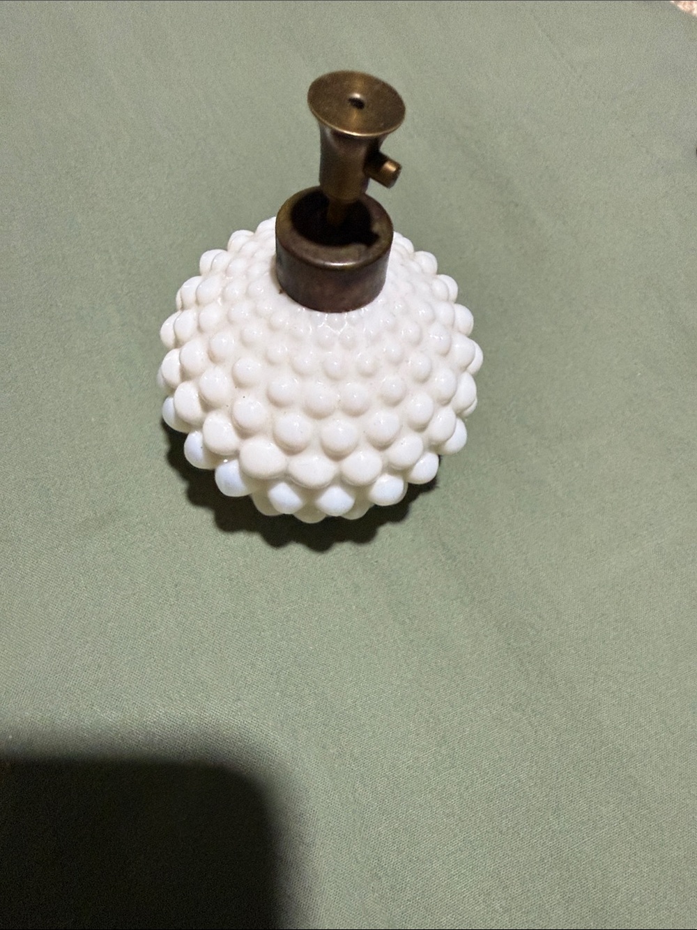 White Hobnail Glass Table Lamp Accent with Brass Fitting